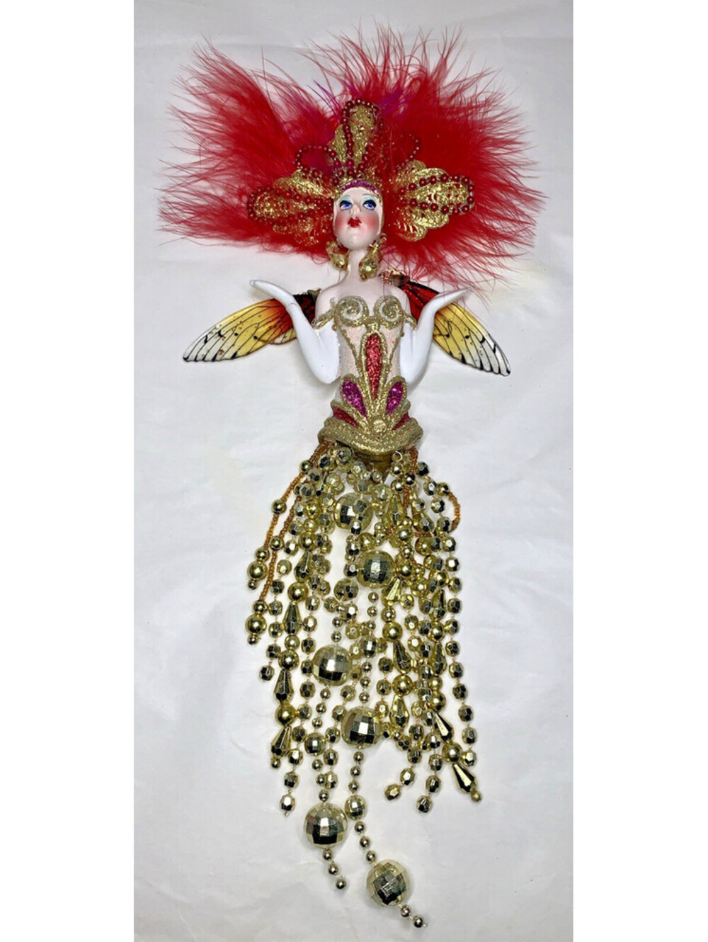 Kurt Adler VAN CRAIG - VANTASTIKS Flapper Style 12" Butterfly Show Girl Ornament